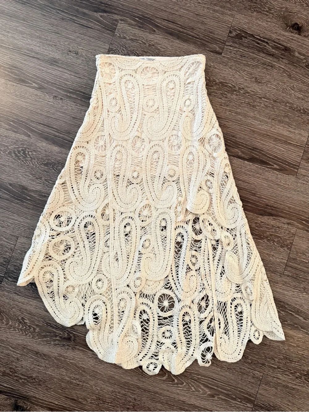 Zara Crochet Asymmetric Skirt New